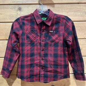 Dixxon x Slipknot Flannel Youth Small Plaid Button Up Shirt Red Black